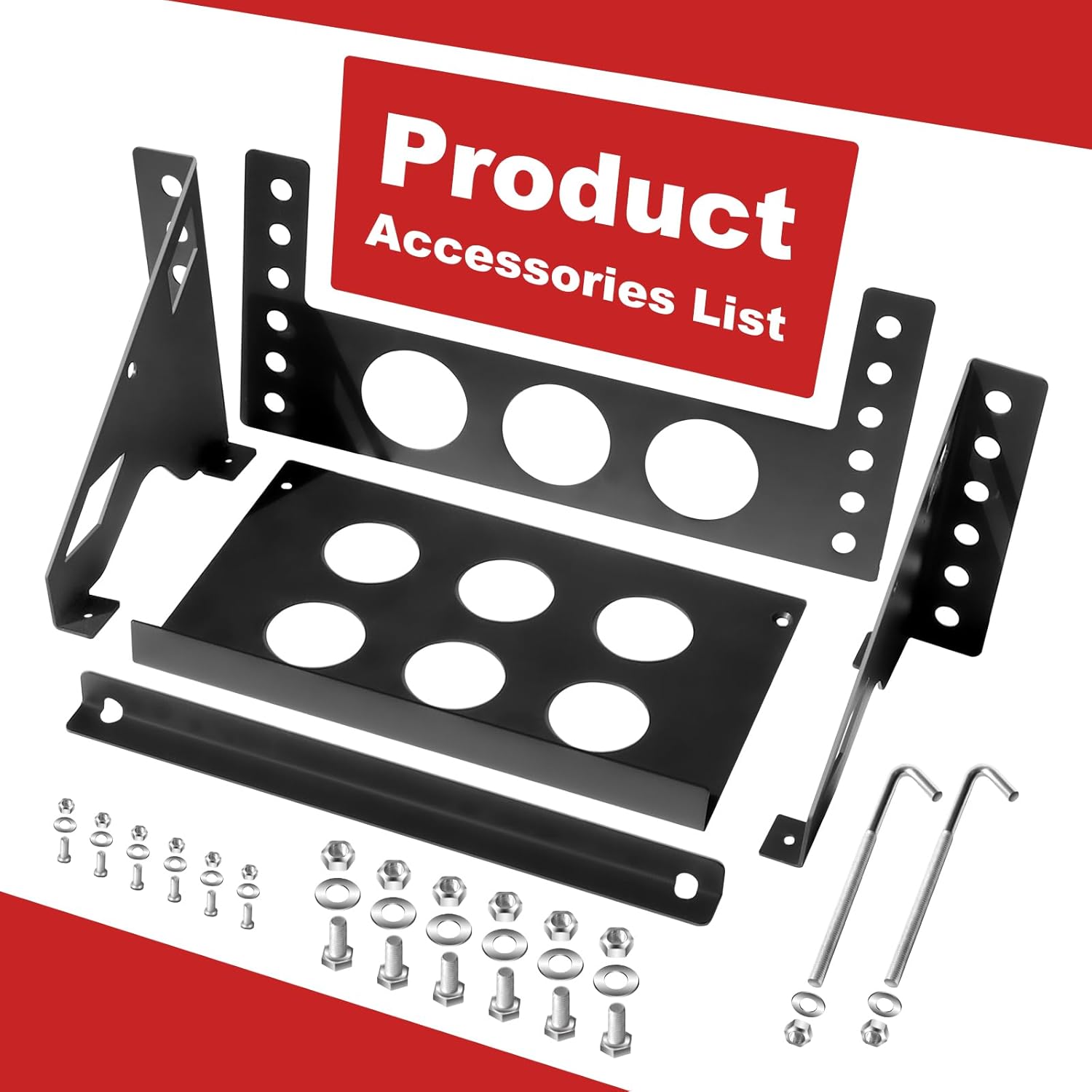 Heavy-Duty Metal Battery Mounting Tray Bracket – Universal Bolt-in Steel Battery Box for Cars, Trucks, Boats, RVs, and Trailers (Fits up to 10.63"×7.06"×7.5")