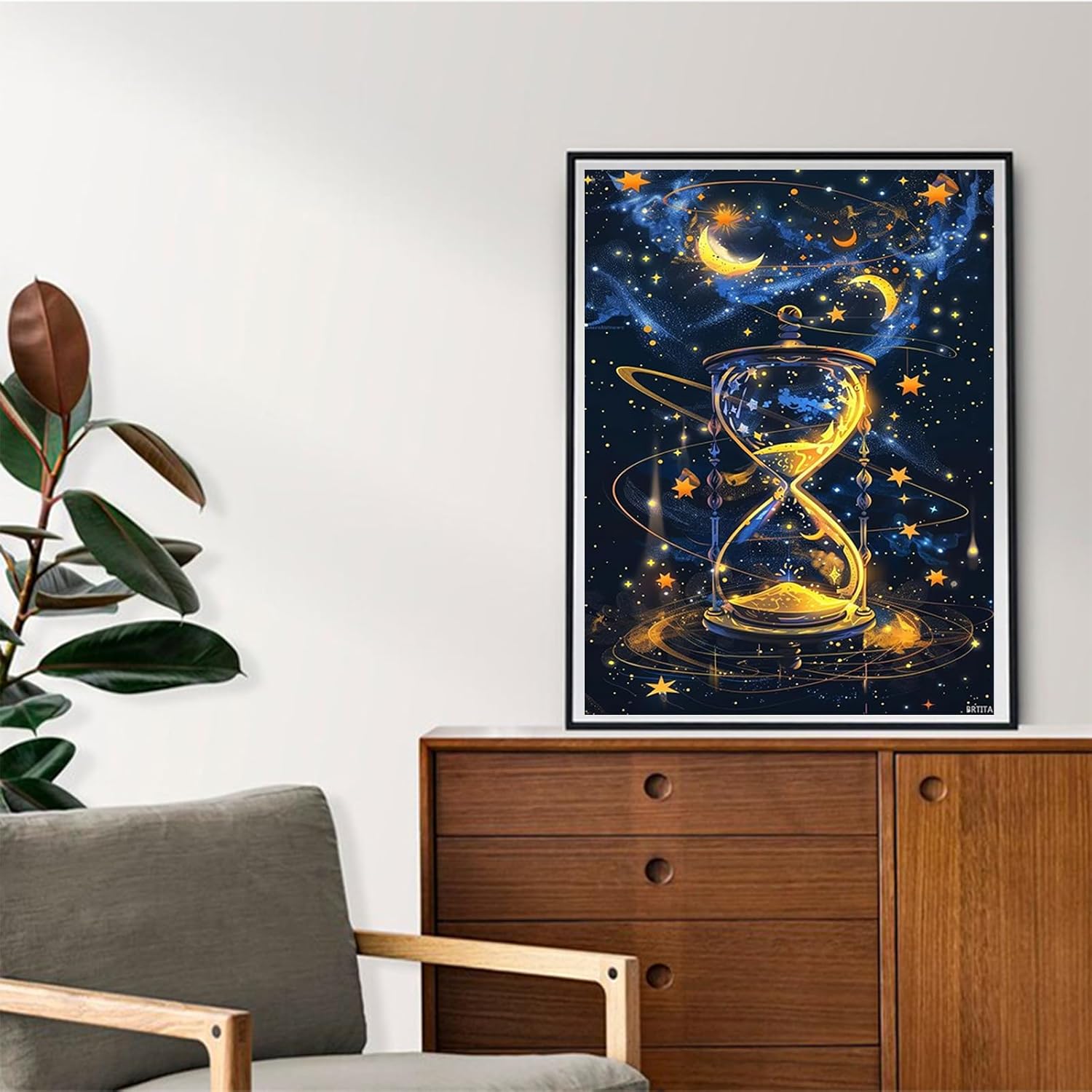 BRTITA 5D Adult Diamond Painting Hourglass Kit, Mystery of The Stars, Moon and Star DIY Gem Art Painting with Diamond Home Wall Trim 12x16in / 30x40cm
