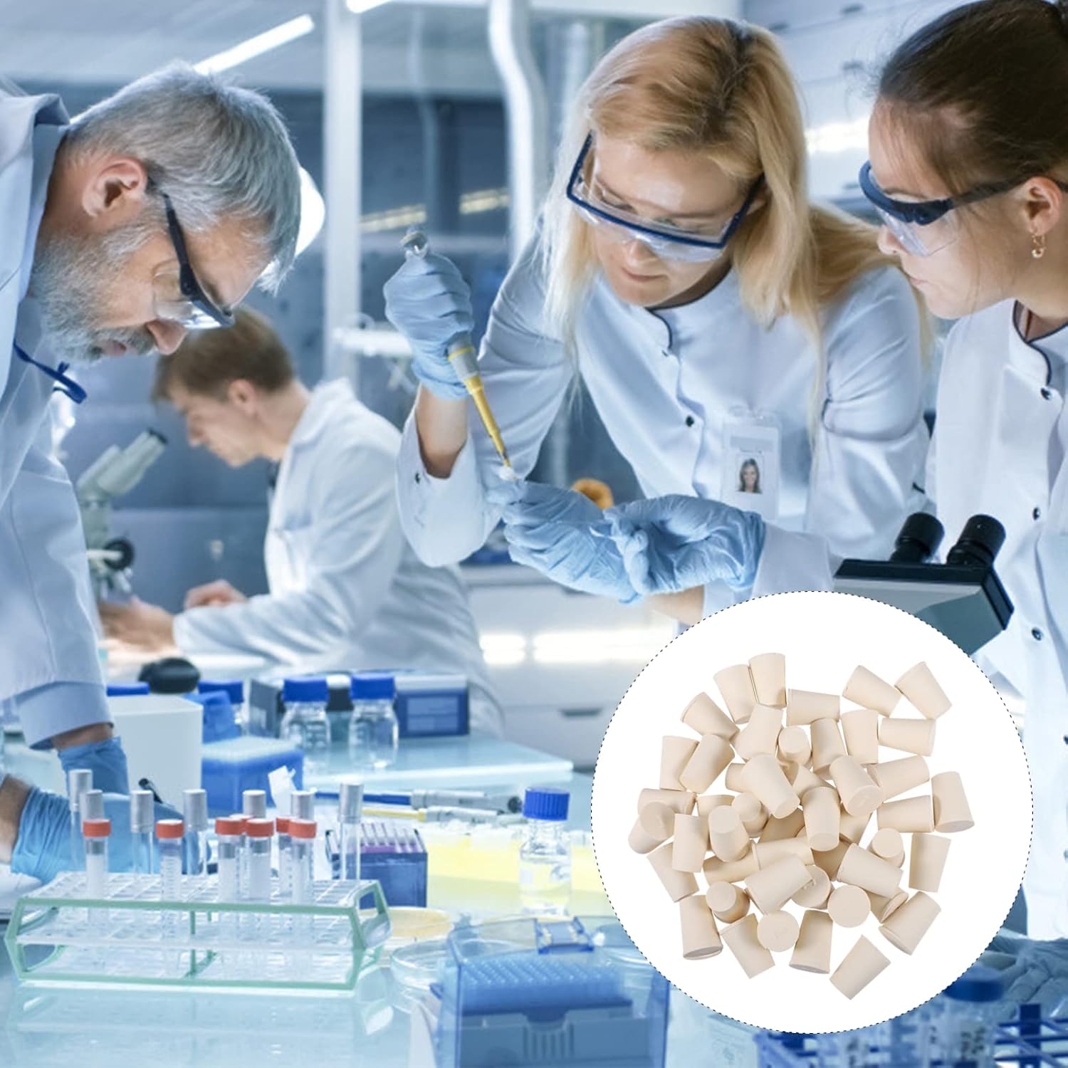 LIFKOME 50 Pcs Solid Rubber Stopper Tapered Lab Plugs Tube Stopper Cap Excellent Sealing for Laboratory