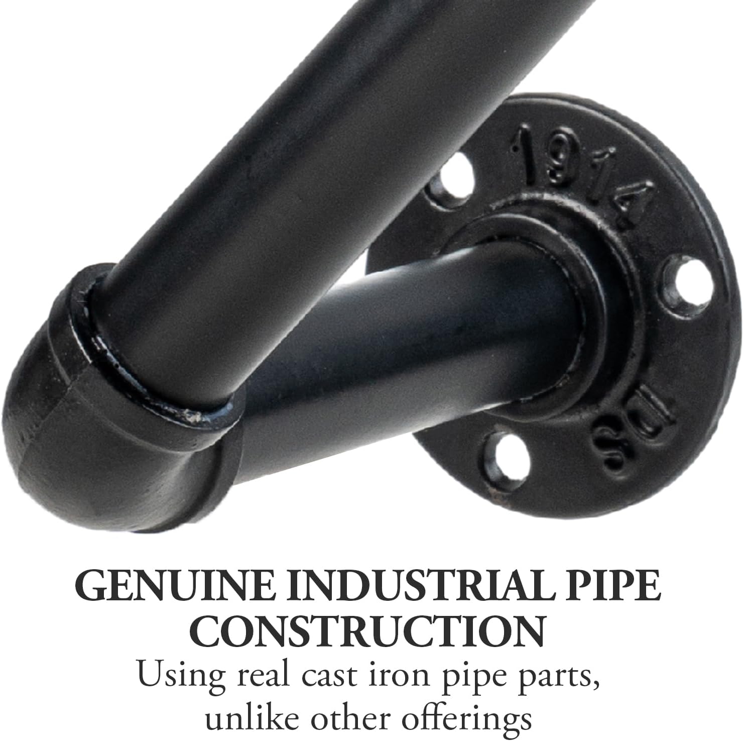 MyGift Wall Mounted Garden Hose Holder, Industrial Matte Black Metal Pipe Design Watering Tube Reel Rack, Decorative Pipework Hook for Hanging Water Hosepipe