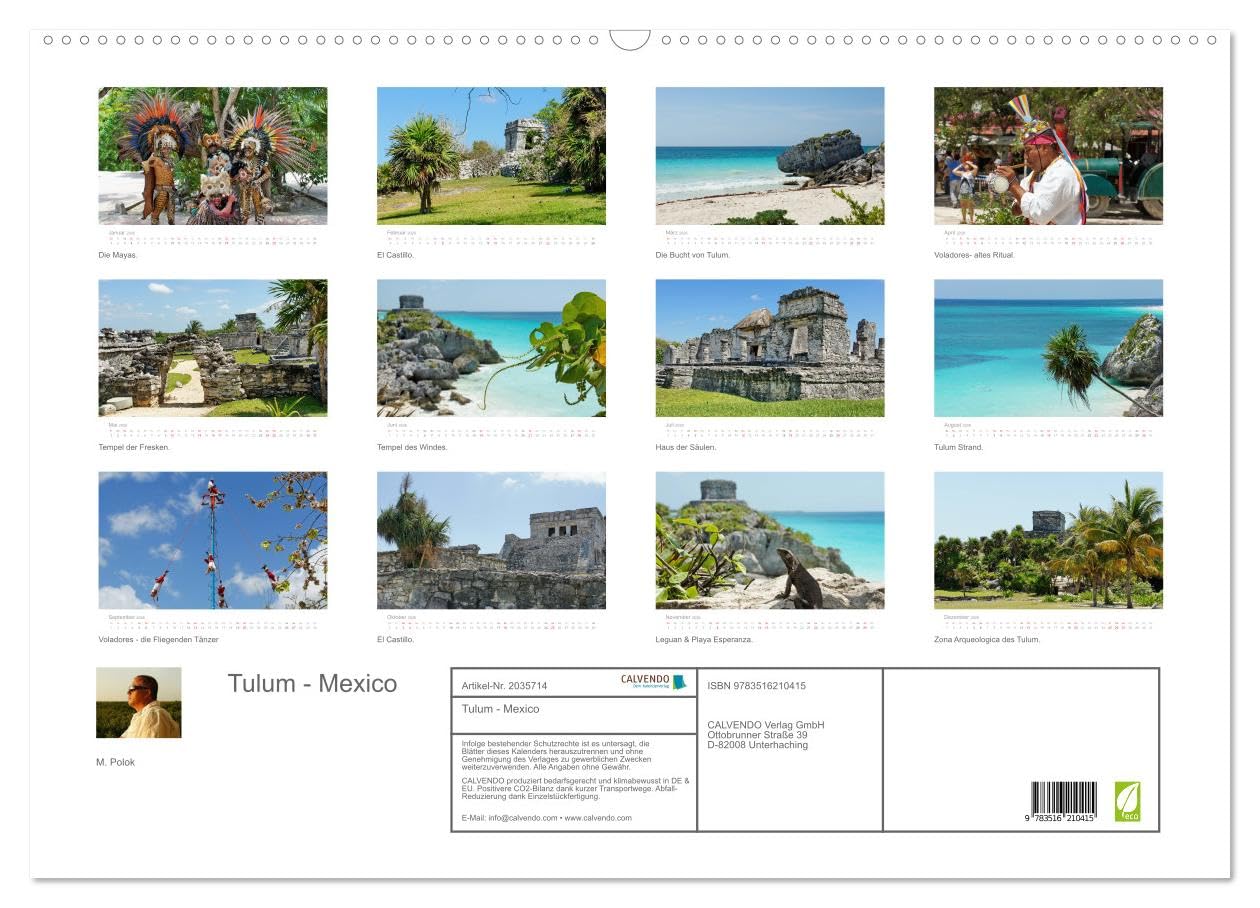 Tulum - Mexico (Wandkalender 2026 DIN A2 quer), CALVENDO Monatskalender: Monatskalender mit Mayastadt in der Karibik. (CALVENDO Orte)
