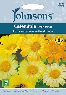 Johnsons 11660 Flower Seeds, Calendula Daisy, Mixed Shades of Yellow