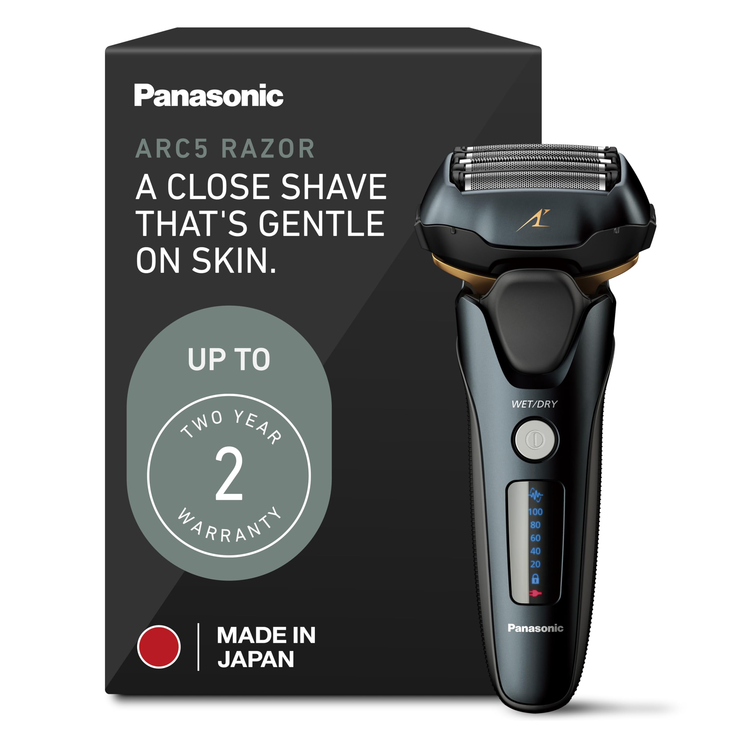 PanasonicElectric Razor for Men | Electric Shaver ARC5 |Wet Dry Shaver Men | Cordless Razor | Shaver with Pop-Up Trimmer|16-D Flexible Pivoting Head & Intelligent Shaving Sensor ES-LV67-K, Black