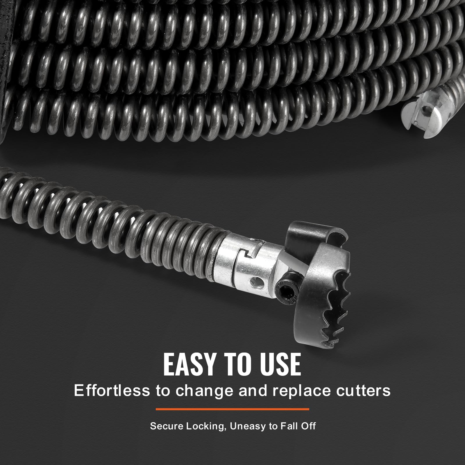 VEVOR Cable de Limpieza de Drenaje, Limpiador de Drenaje Seccional Profesional con 7 Cortadores, 395 x 395 x 117 mm