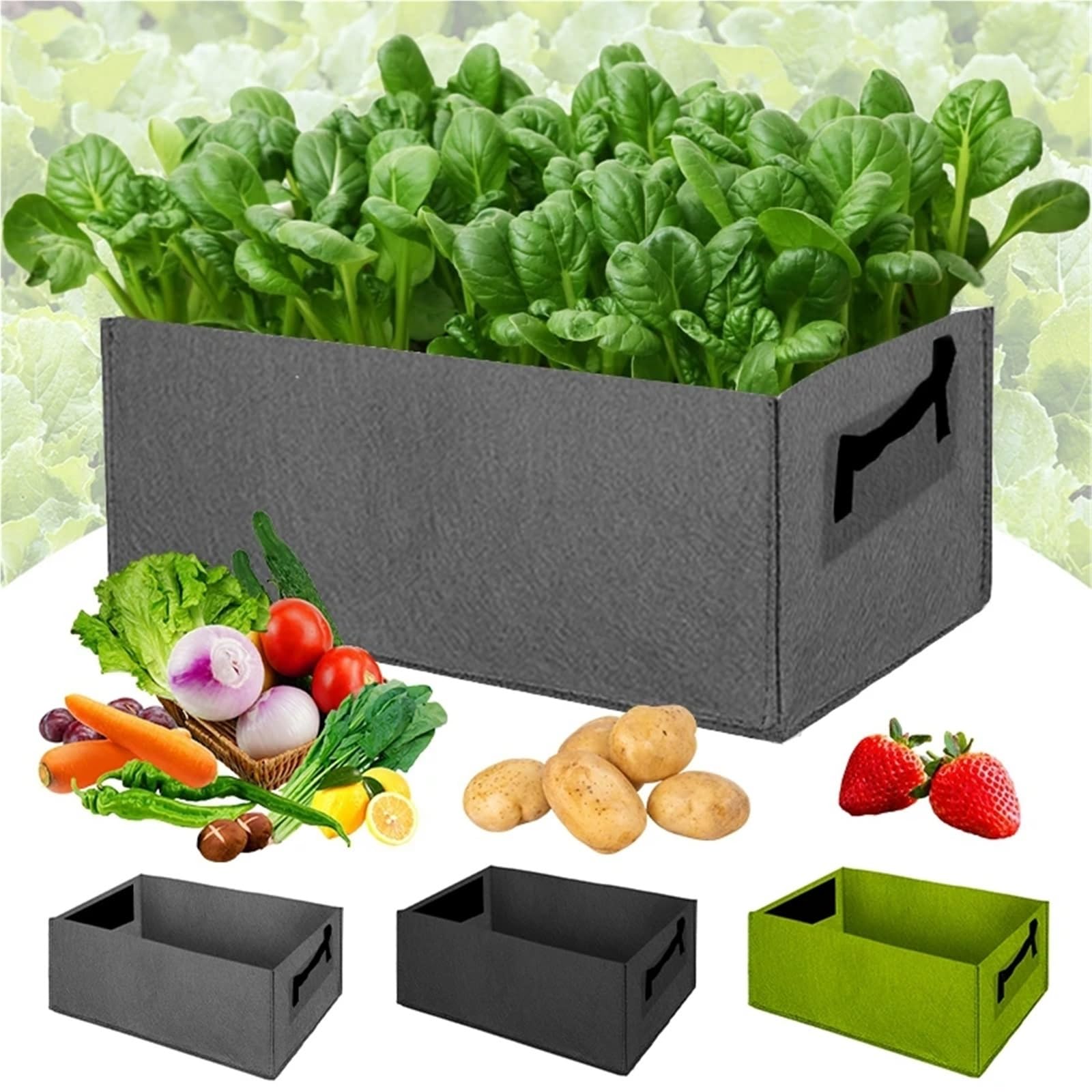 2 uds Bolsa for Plantar en jardín, for Cultivo de Fieltro, Maceta Rectangular for vivero, for Flores al Aire Libre, contenedor for plantación Verduras para Cultivar Frutas(Green,31Gallons100x60x20cm)