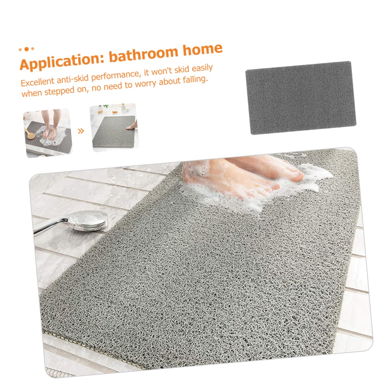 KONTONTY Bathroom Floor Mat Non- Entrance Rug for Kitchen Bathtub Home Use Grey Machine Washable and Easy to Clean for Bathroom Bedroom and Hotel Decor