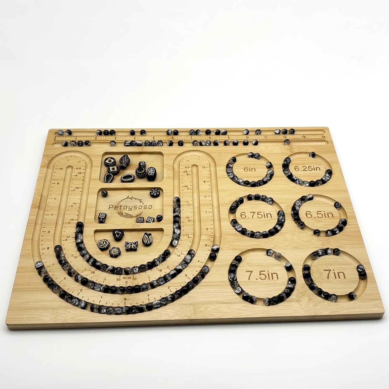 Petoysoso Bead Board for Jewelry Making, Bamboo Beading Board for Jewelry Bracelet Making, Bracelet Bead Board, Beading Trays Jewelry Design Mats for Bracelet, Necklace, Jewelry Making 15x11.5x0.5 in
