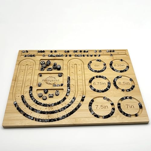 Miniatura 6 de Petoysoso Tablero de cuentas para hacer joyas, tablero de cuentas de bambú para hacer pulseras de joyería, tablero de cuentas de pulsera, bandejas
