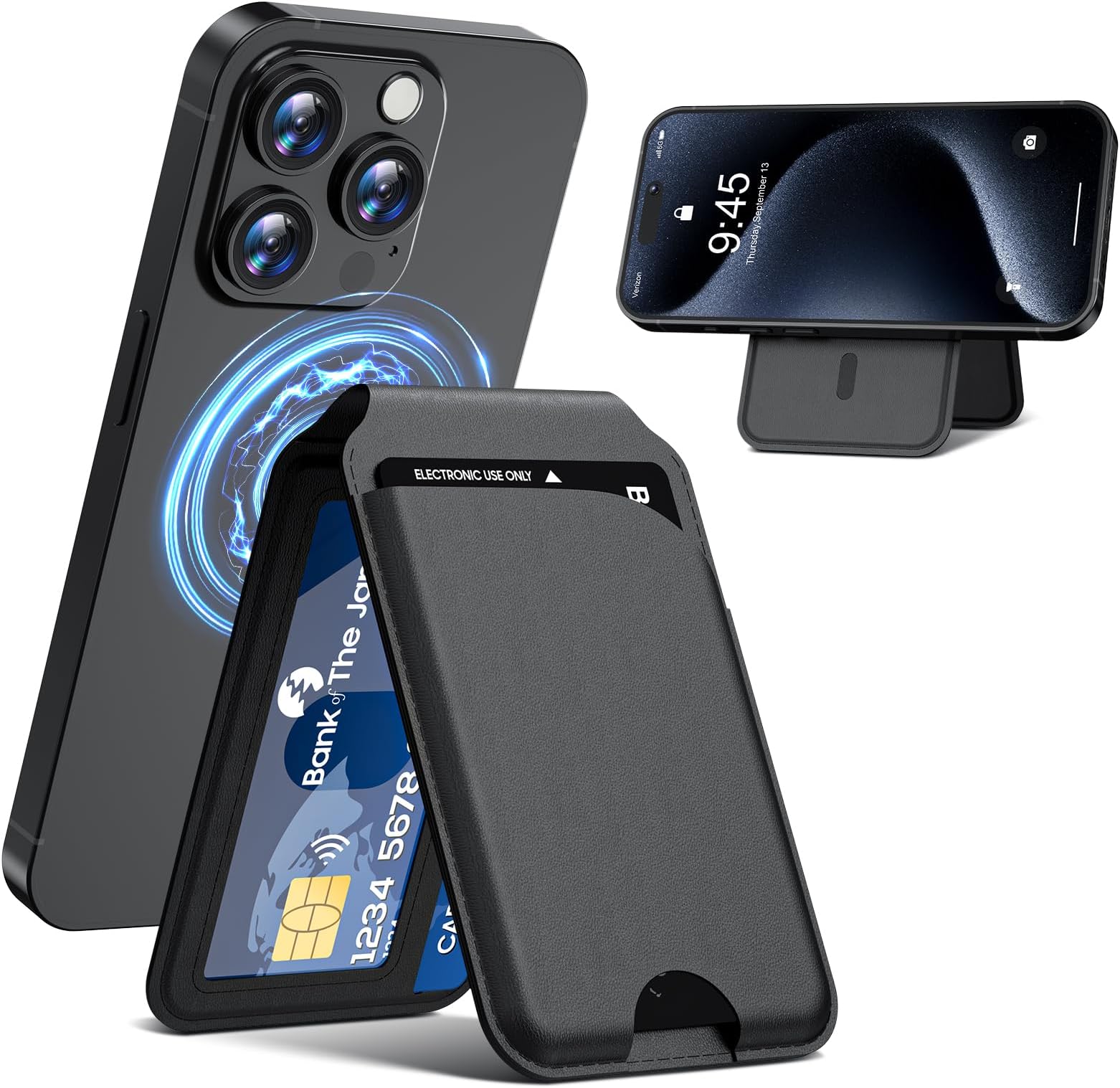 for MagSafe Wallet, Powerful Magnetic Wallet for iPhone, Adjustable Leather Magnetic Card Holder for iPhone 17/16/15/14/13/12 Series, Card Slot, ID Window, RFID Blocking๏ผblack๏ผ