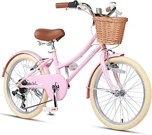Glerc 20 24 26 Inch Beach Cruiser Bike, 6-Speed Hybrid City Bicycle for Girls Youth and Over 6 Years Old, Missy Bike with Wicker Basket & Lightweight, Multiple Colors