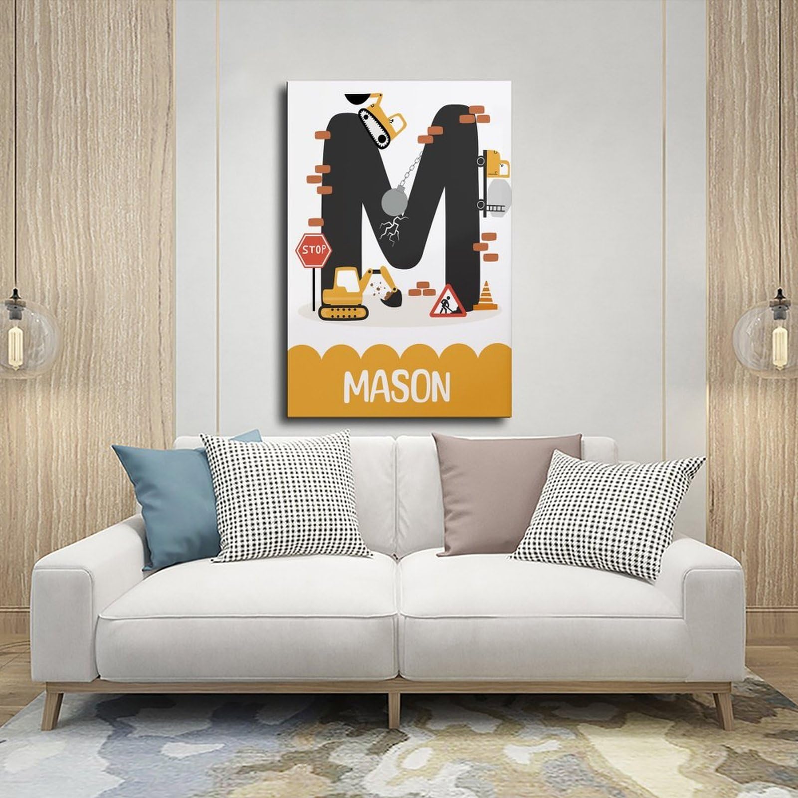 Poster sur toile avec thèmes éducatifs de l'alphabet de A à Z (15) - Décoration murale pour salon, chambre à coucher - 60 x 90 cm