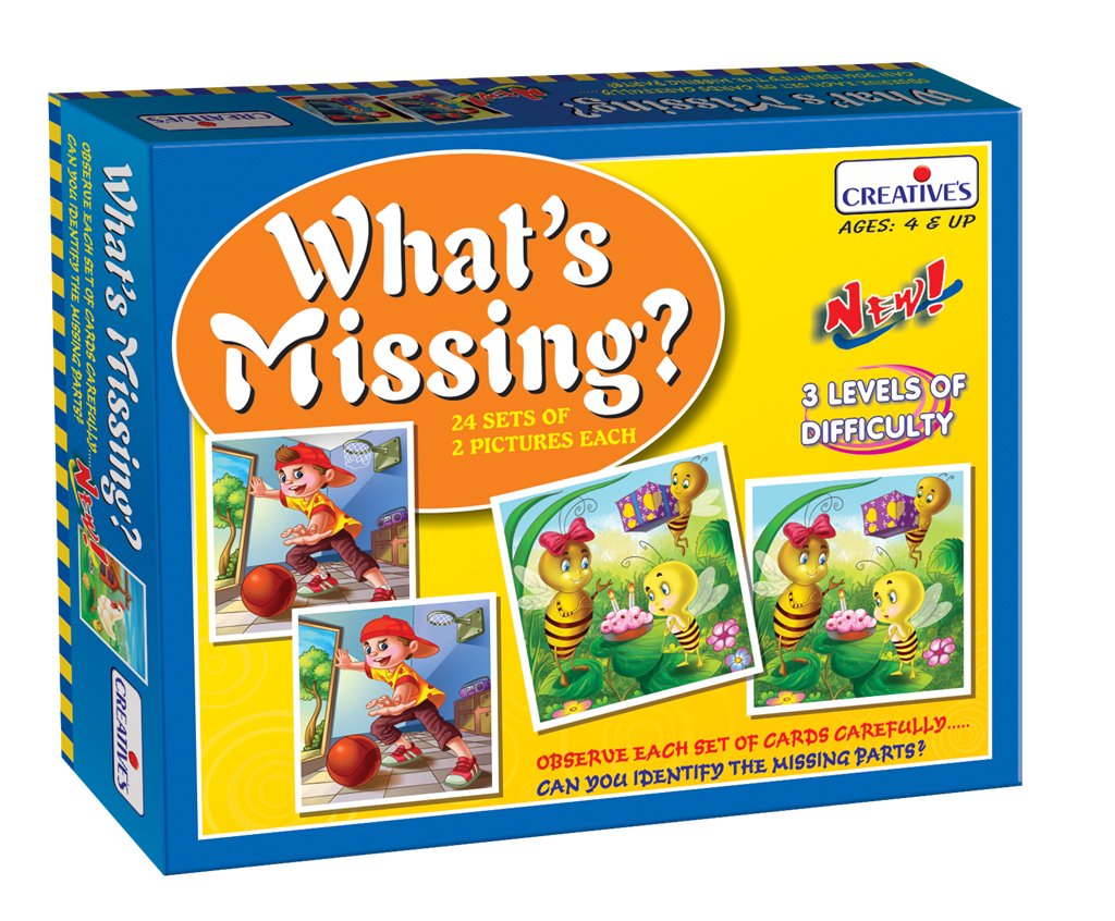 Creative’s What’s Missing?| Searching for the Missing Items in Cards| Concentration Skills | Different Level of Difficult Problem Solving Skills for Children| Picture Card Games for kids | Ages 4 & Up
