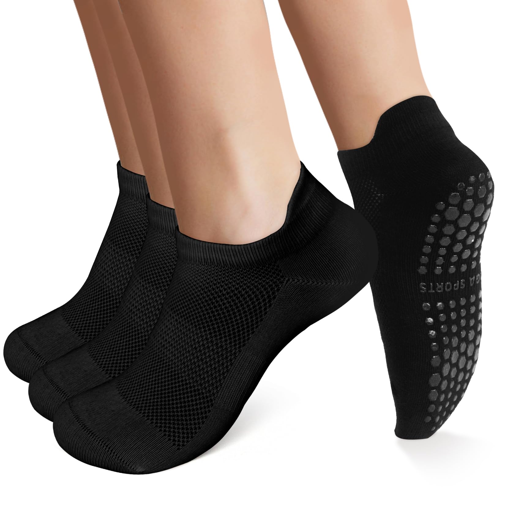 AGUTIUN 3/6 Pairs Pilates Grip Socks Yoga Socks with Grips for Women Non Slip High Socks