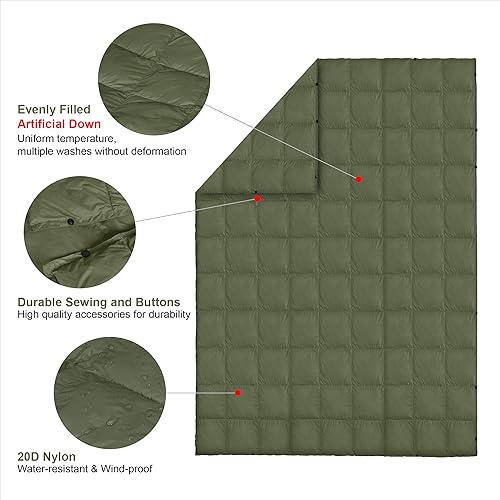 Miniatura 8 de 4Monster Manta de camping plegable, ligera, compacta y resistente al agua, manta de campamento alternativa cálida para avión, senderismo,