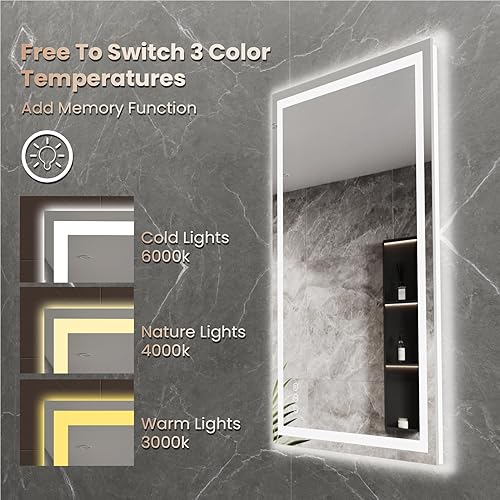 Miniatura 47 de Espejo LED de baño, 36 x 36 pulgadas con luz frontal y retroiluminada, antiniebla, espejo de tocador de baño para pared, función de memoria