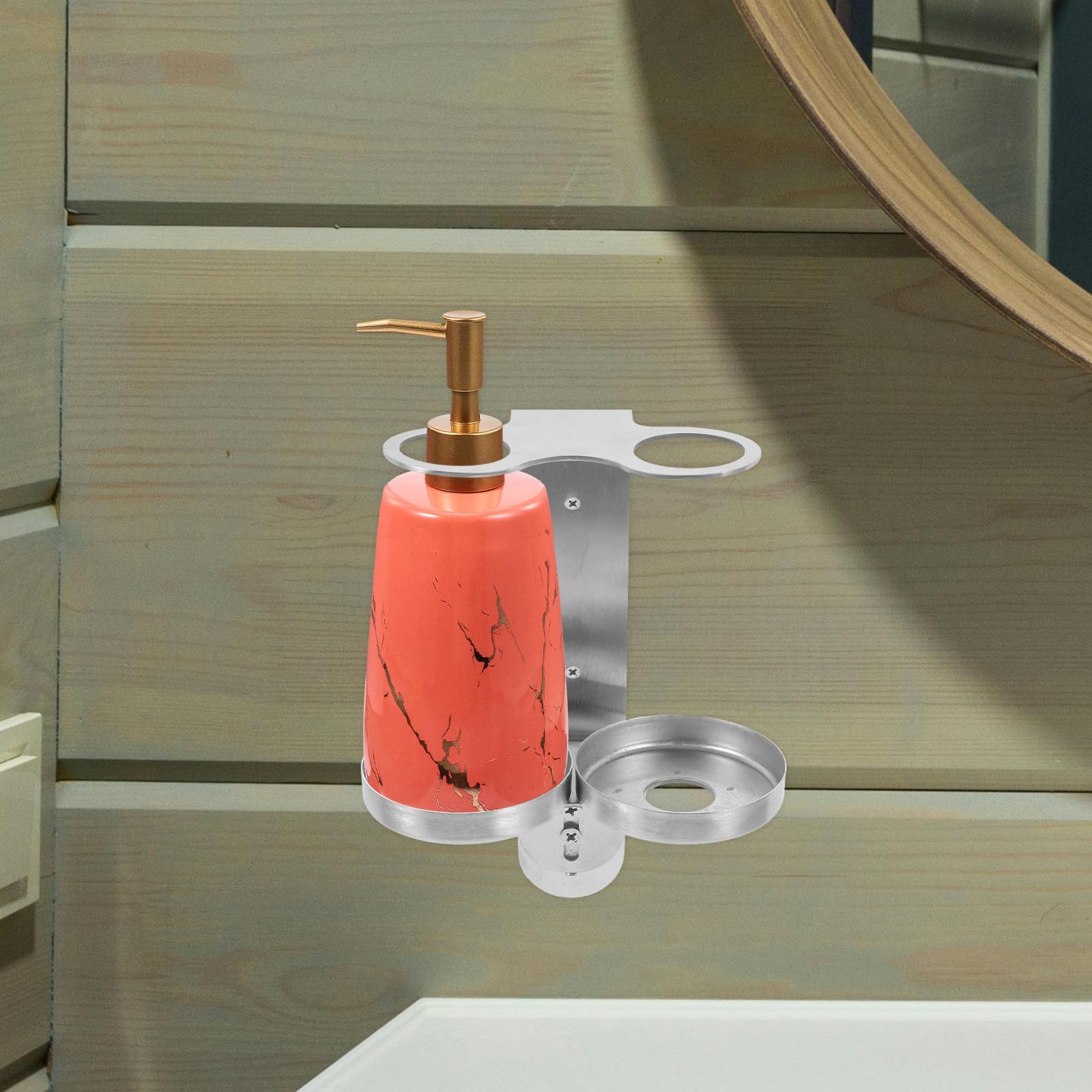 Gatuida Dispensador de Loción y Jabón de Acero Inoxidable sin Taladro, Soporte para Botellas de Champú y Jabón de Manos, Diseño Moderno, Adecuado para Baño y Ducha