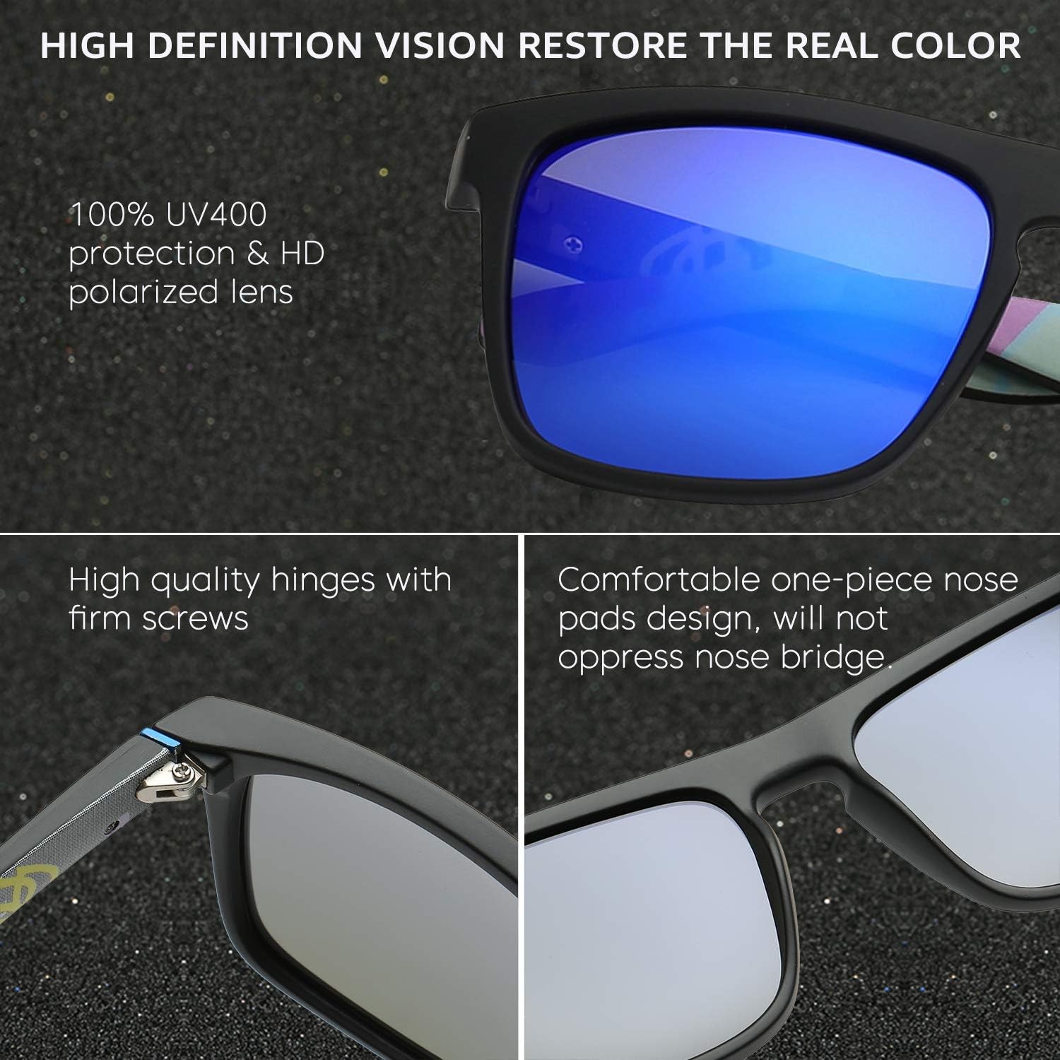 Retro Polarized Sunglasses for Men and Women Classic Vintage Square Sun Glasses UV400 Protection D918 - Image 6