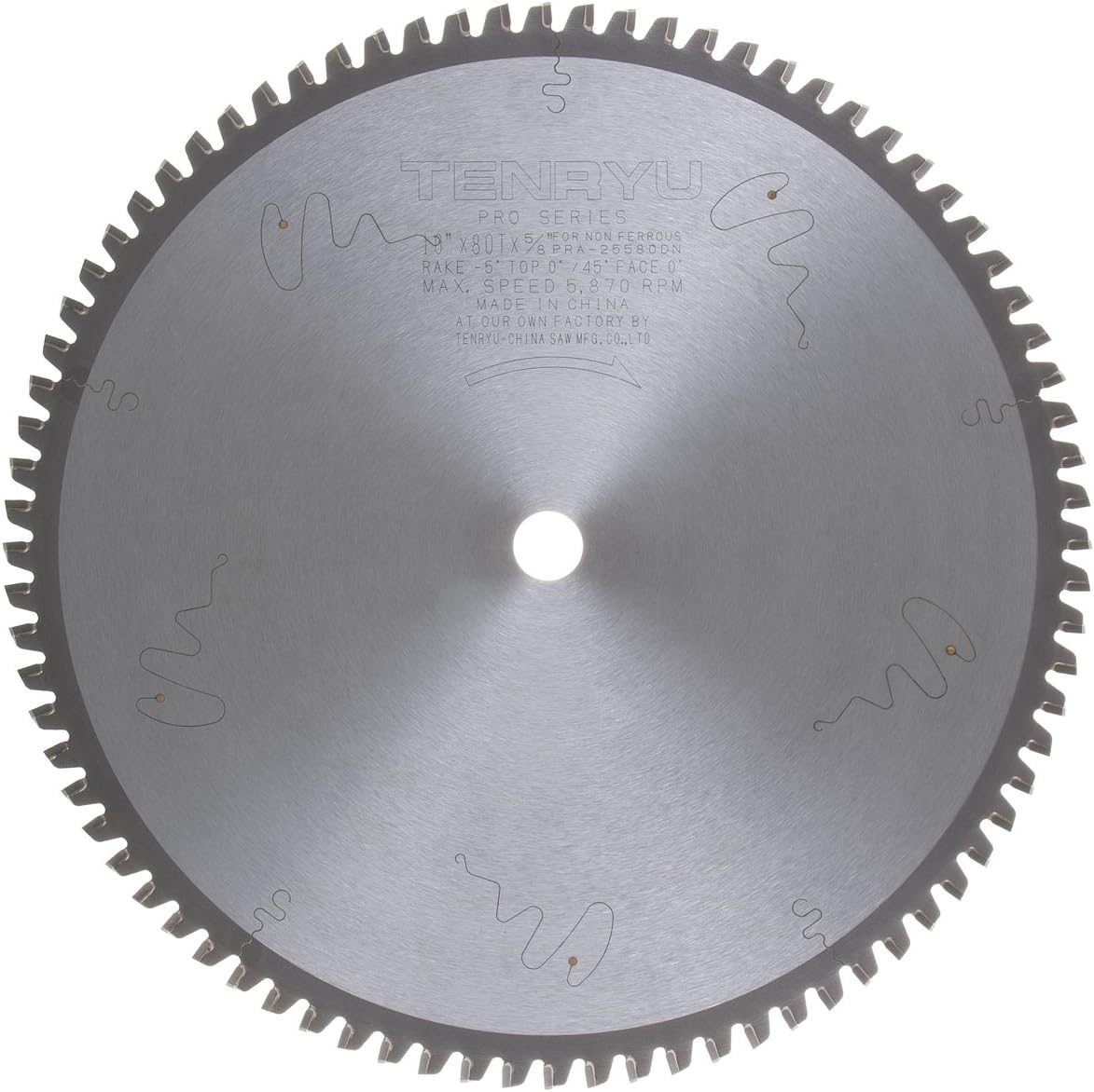 Tenryu PRA-25580DN 10" Carbide Tipped Saw Blade (80 Tooth TCG Grind - 5/8" Arbor - 0.126 Kerf)
