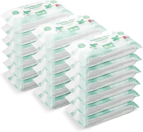 by Amazon Lingettes bébé fraîche, 1008 lingettes, légèrement parfumées, lot de 18 paquets de 56