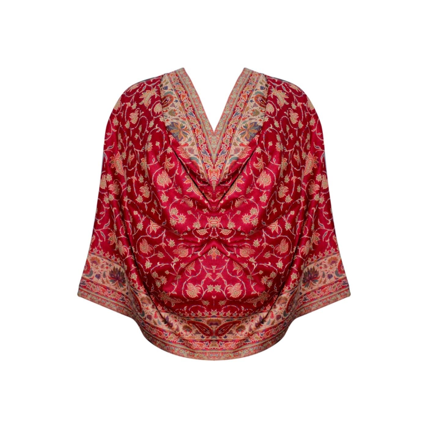kabello Bridal Full Floral Embroidery Shawl In Red Color Best For Gifting-picture-17