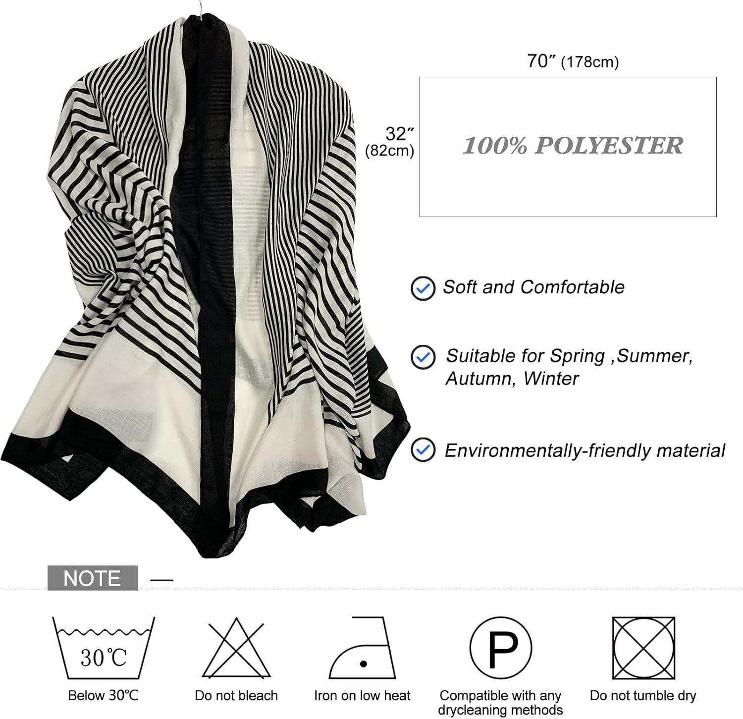 FINIZO Women's Scarves Lady Light Soft Fashion Solid Scarf Wrap Shawl for All Season - Image 5
