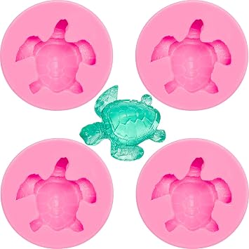 WILLBOND 4 Pieces Sea Turtle Silicone Mold Chocolate Fondant Candy Mold