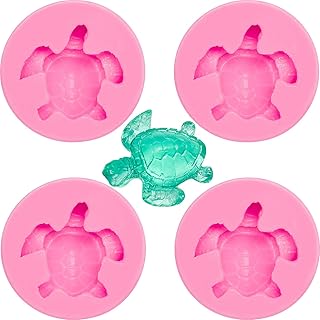 4 Pieces Turtle Chocolate Mold Sea Turtle Silicone Mold Fondant Candy Mold Chocolate Making Mold Baking Mould Tool for Cake Decorating Polymer Clay