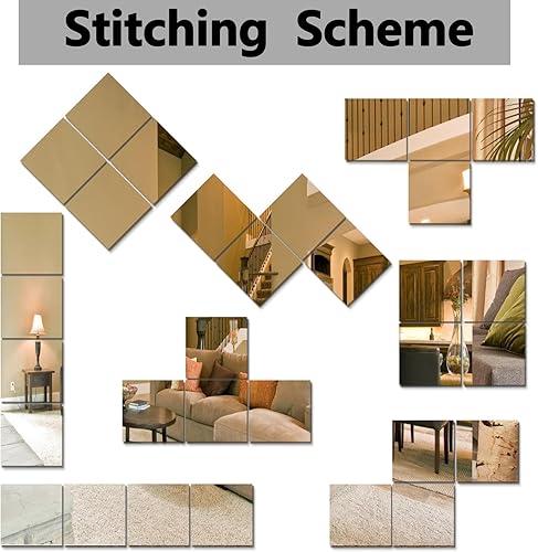 Miniatura 3 de Espejos de pared para puerta de dormitorio, azulejos irrompibles de longitud completa, espejo inastillable para niños, paquete de 4 unidades de 10 x