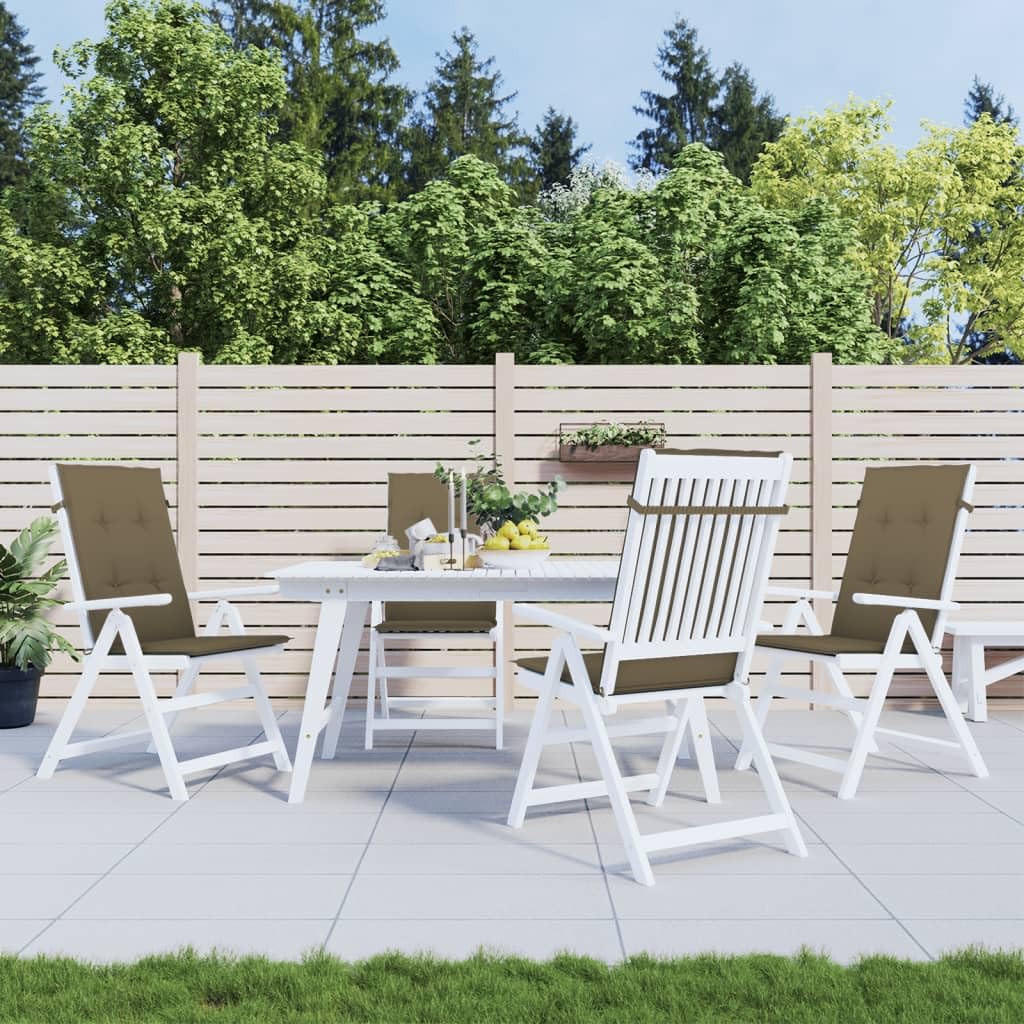 ShGaxin Cojines Silla Respaldo Alto 4 uds Tela Taupe Melange 120x50x4cm, Cojines para Butacas De Jardin, Cojines Sillas Cocina, Cojines para Sillas De Terraza, Cojin Silla Exterior - 4002437