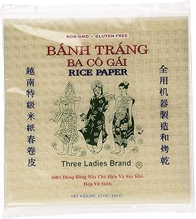 Three Ladies Brand Spring Roll Rice Paper Wrapper (2 Packs) Round, 22cm