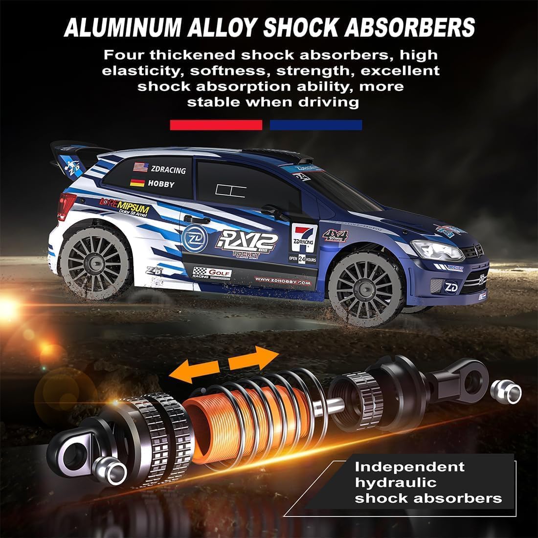 ZD Racing RX12 RC Drifting Car 1/12 4WD Brushless 70KM/H High Speed Sports Cars Vehicle Toy Gift (Blue)