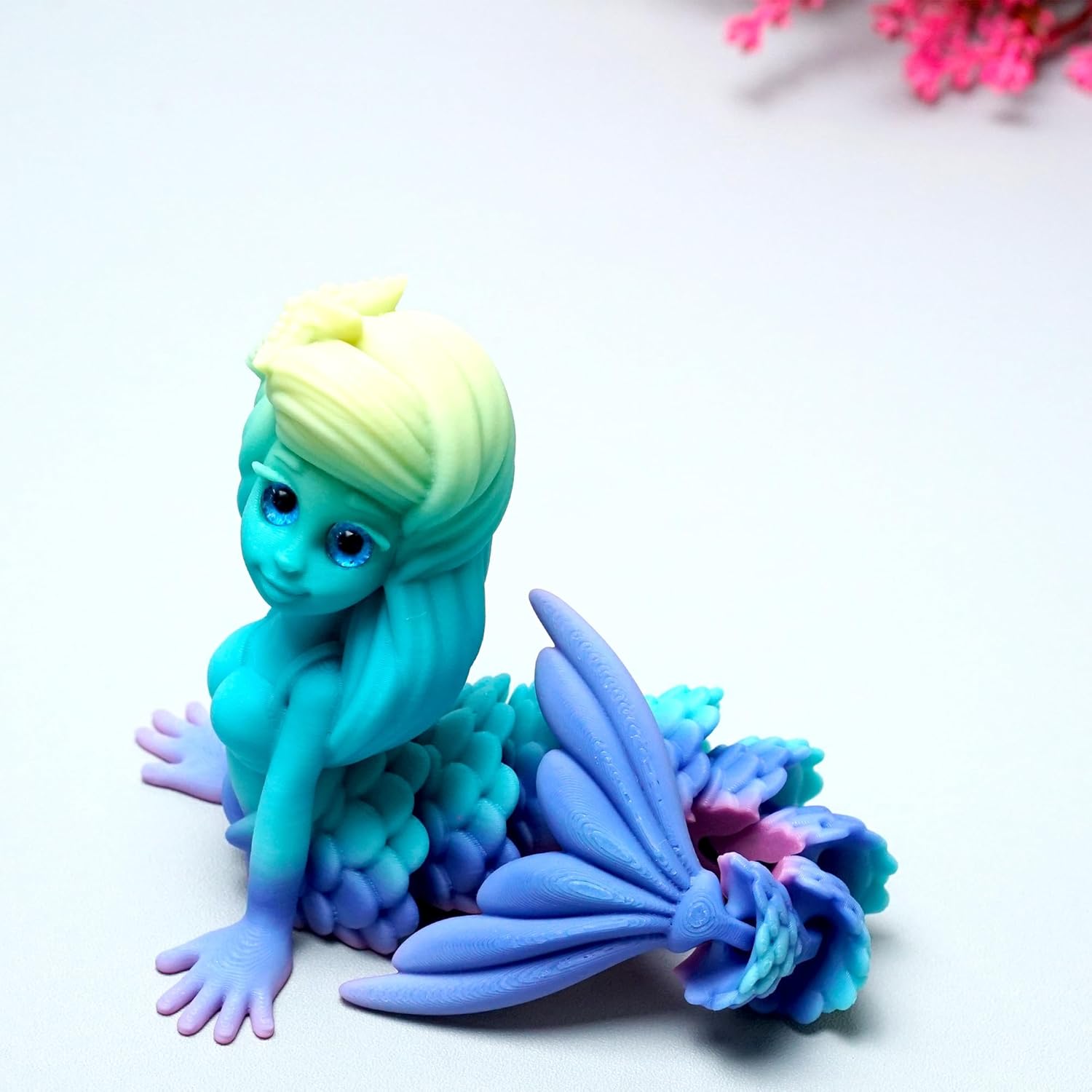 3D Printed Mermaid Model,Flexible Realistic Articulated Animal Fidget Toys,Mystery Figurines Gifts for Easter,Executive Desk Funny Décor and Festival Collectible,Easter Basket Stuffers (CH)