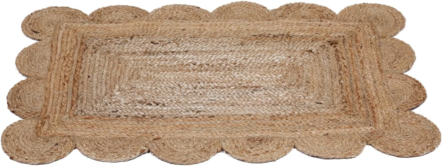 Hand Woven Jute Braided Rug 2x3 – Natural Fiber Reversible Boho Entryway Rug for Kitchen, Living Room & Hallway | Small Farmhouse Indoor Outdoor Rustic Decorative Area Rug
