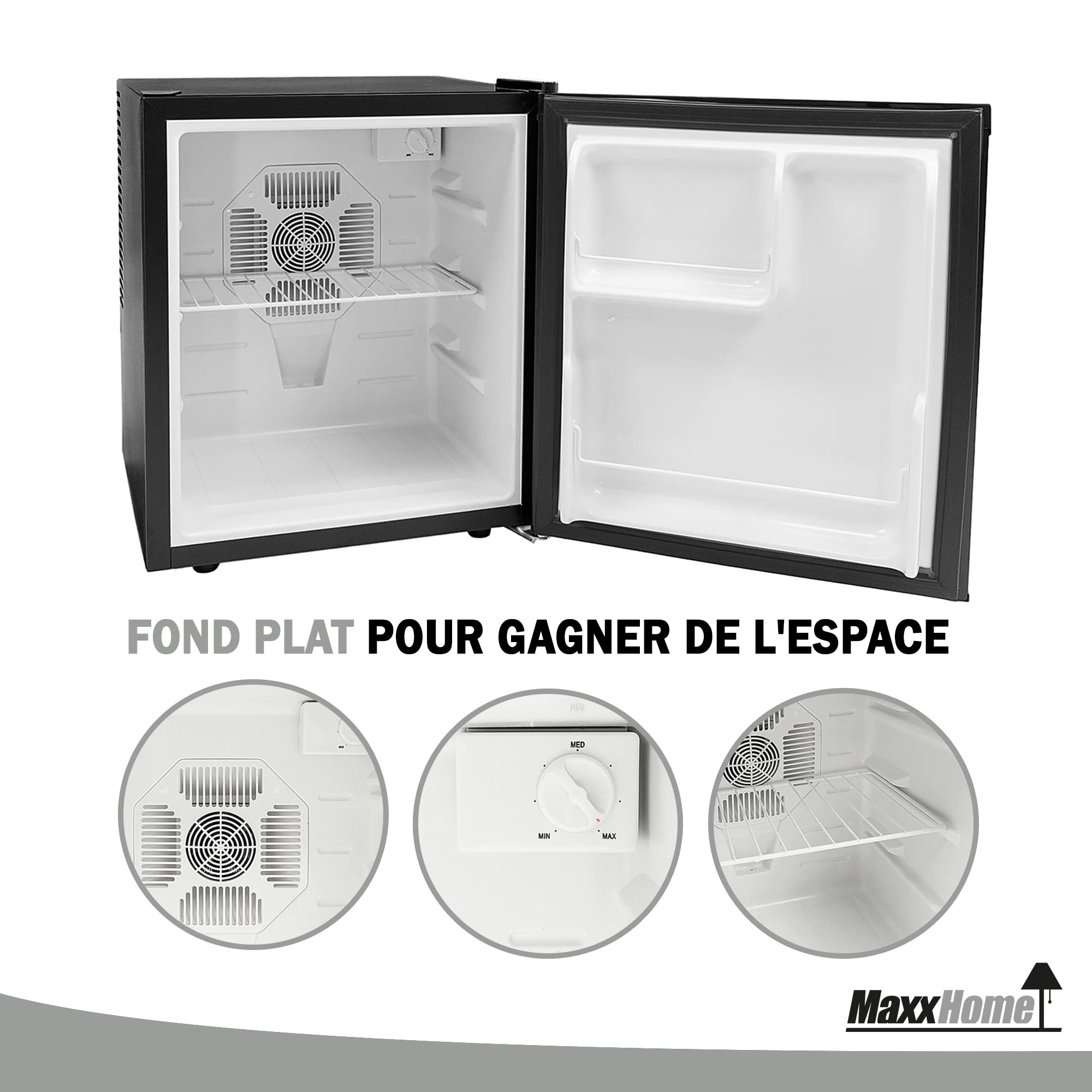 Royal Minibar Mini Réfrigérateur Noir Porte Vitrée Avec Petit Compartiment Congelateur 44l A 64767026
