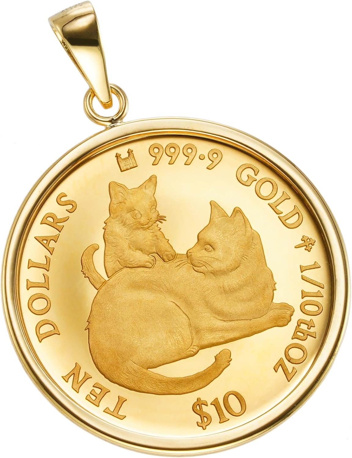 SPERANZA] K24 純金 コイン ペンダントトップ キャット マザーズラブ 1/10oz シンプルフレーム K18 刻印入