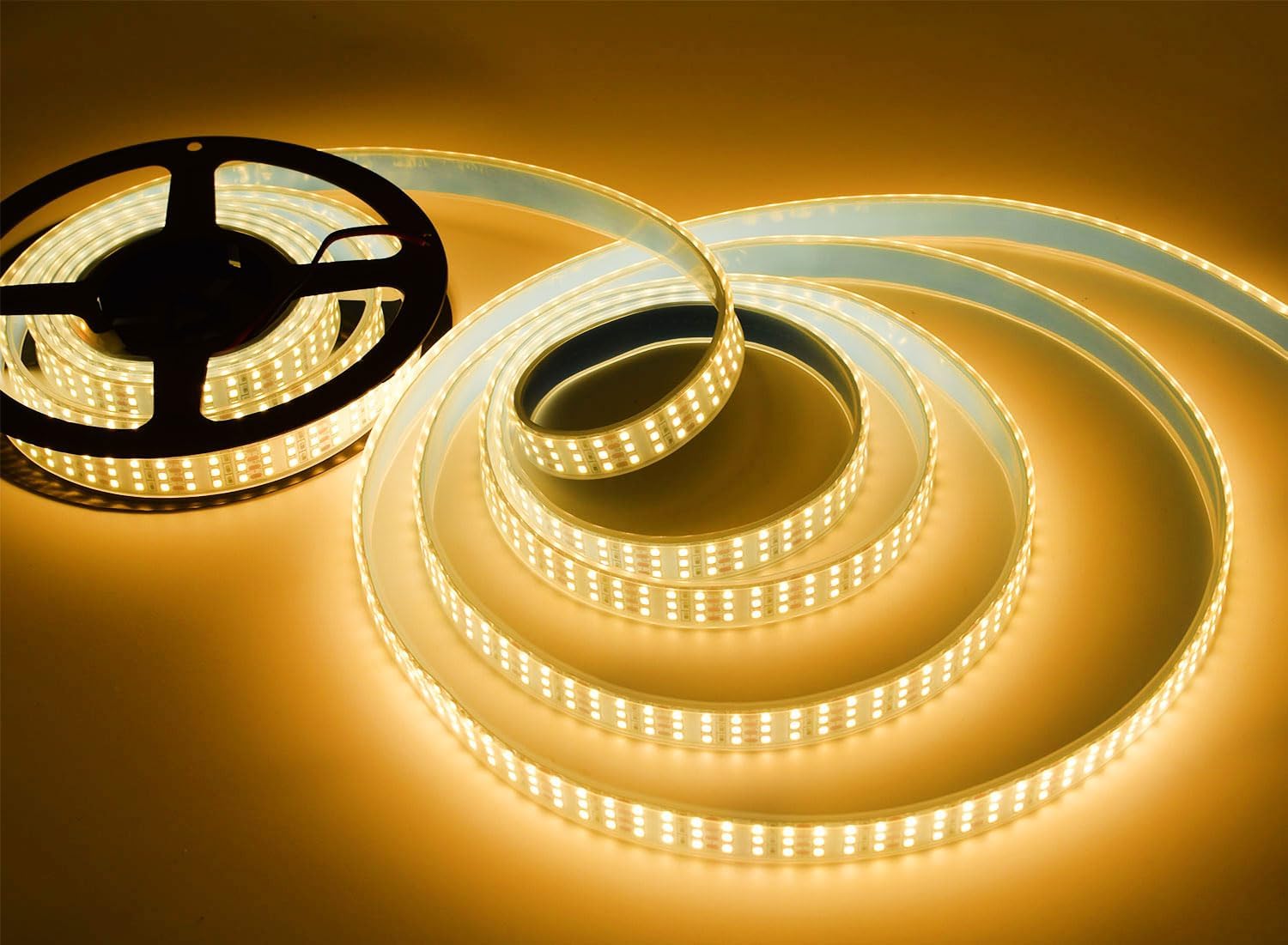 SUYOOULIN LED Strip Lights, 16.4ft Dimmable DC 12V SMD 2835 Triple Rows 1800 LEDs 38000LM Super Bright LED Ribbon Strip, Tube Waterproof IP67 for Home Party Decoration (Warm White 3500K)