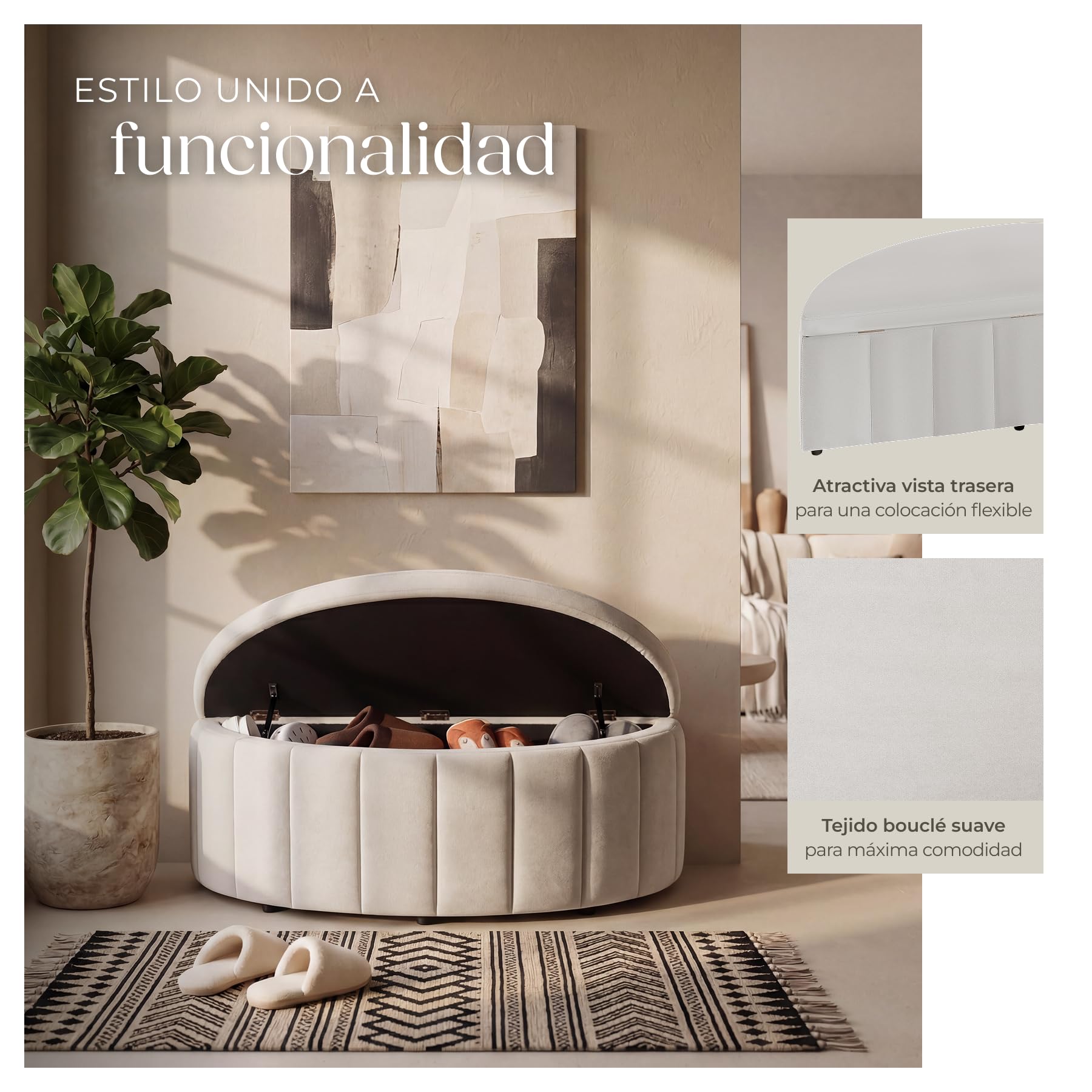 tectake® Banco Almacenaje, Puff Almacenaje, 48 x 108 x 40 cm Puf, Banco Recibidor, Tapa Acolchada, Muebles Auxiliares, Decoracion Habitacion, Mueble Dormitorio, Bancos, Arcon - Terciopelo Topo