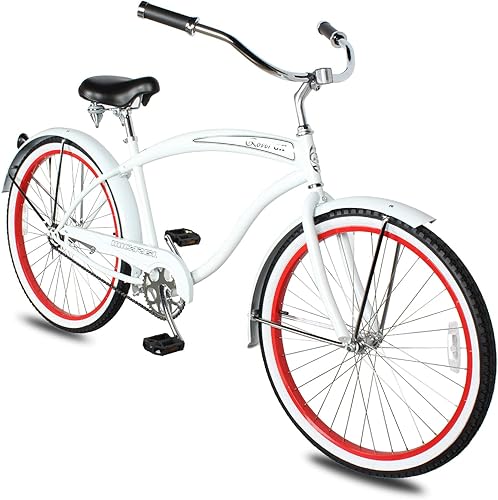 Vista 110 de MICARGI Bicicleta híbrida para adultos de 24/26 pulgadas, bicicleta híbrida de 1/7 velocidades para mujeres, hombres, personas mayores, bicicleta