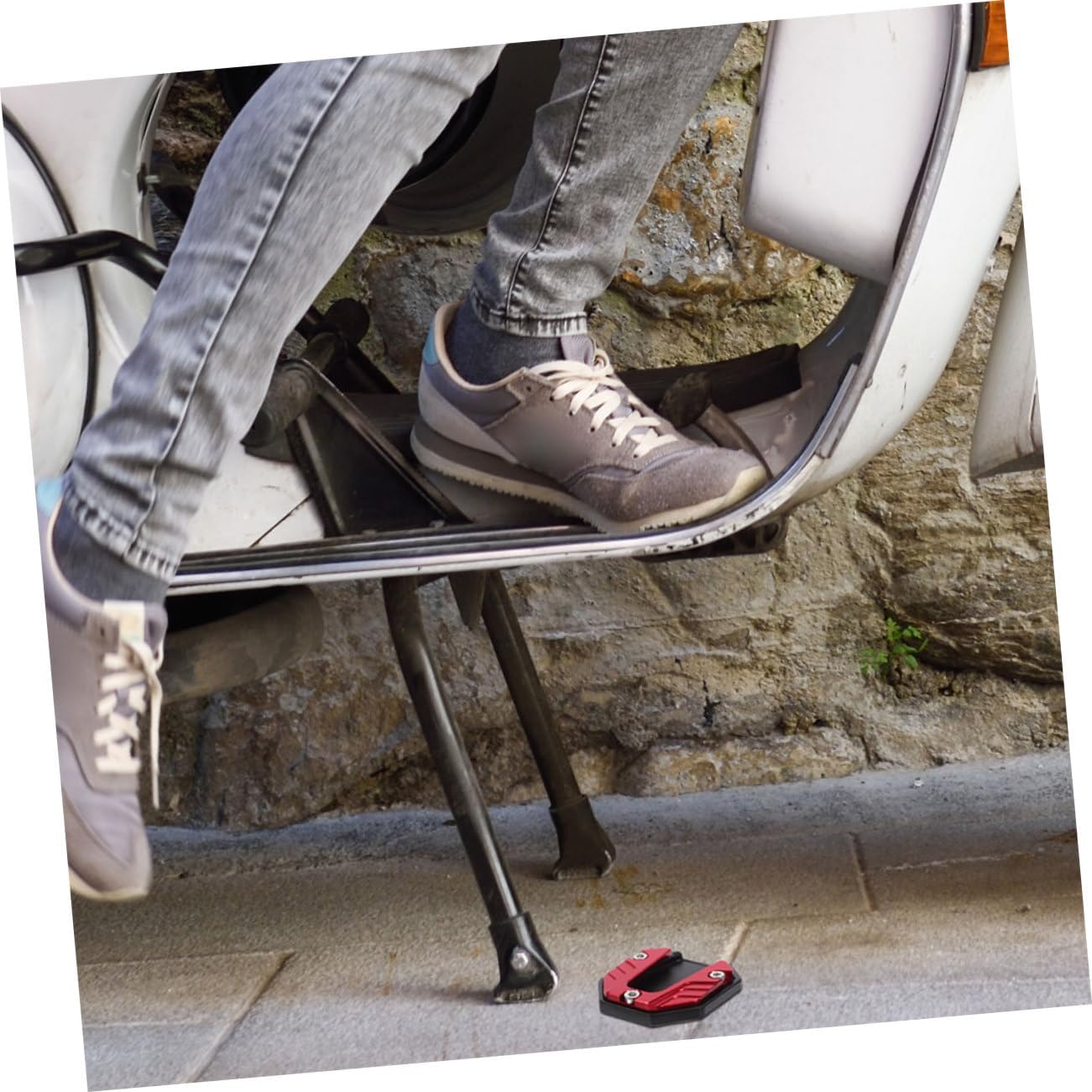 MAGICLULU 2pcs Motorcycle Skid Kickstand Extension Pad -resistant Foot Stand Base for Enhanced Stability Compatible Motorbike Models