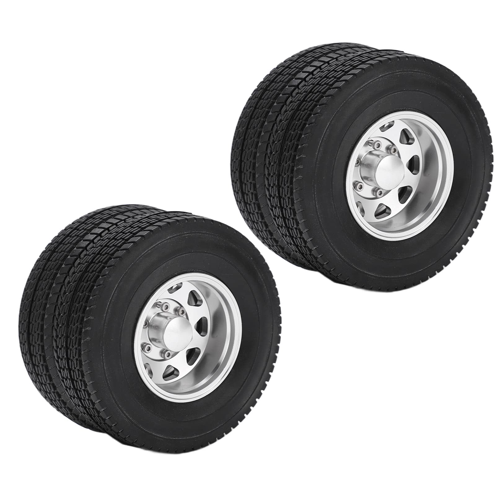 RC-Legierungs-Hinterradnabenfelgen mit Gummireifen für Traktor (Silver)