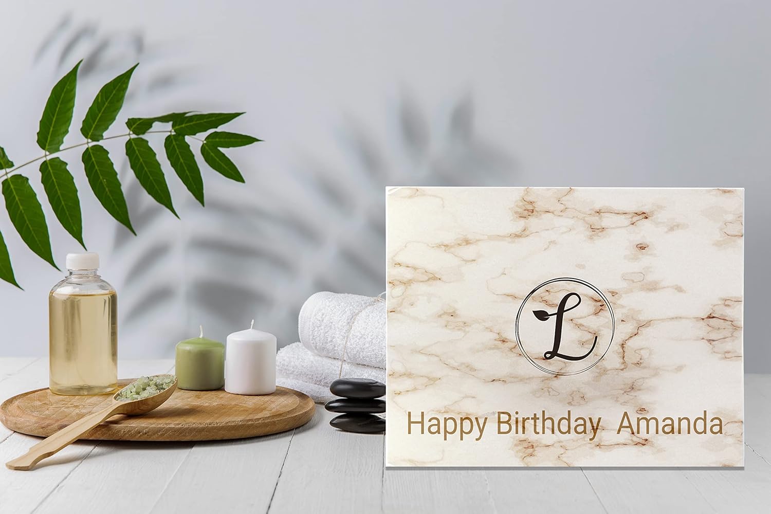 Spa Gift Set, Natural Lavender, Gift Box Includes Bath Bomb, Bath Salt, Hand Soap, Scented Candle, Face Cloth and Gift Box. Best Gift for Her (Personalize Your Name)