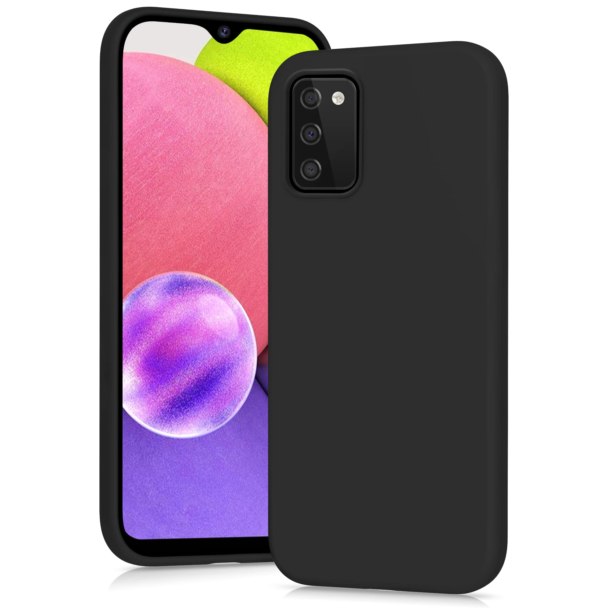 YATWINSilicone Case for Samsung Galaxy A03s, Soft-Touch, Shockproof, DustProof, Antiskid Full Body Armour Phone Cover for Samsung Galaxy A03s - Black