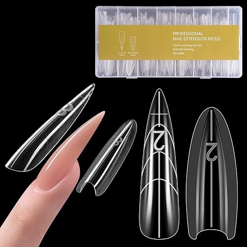 Sandwich Dual Nail Forms: 240PCS Nail Forms for Builder Gel, 15 Sizes Long Stiletto Shape for Women Salon Home DIY