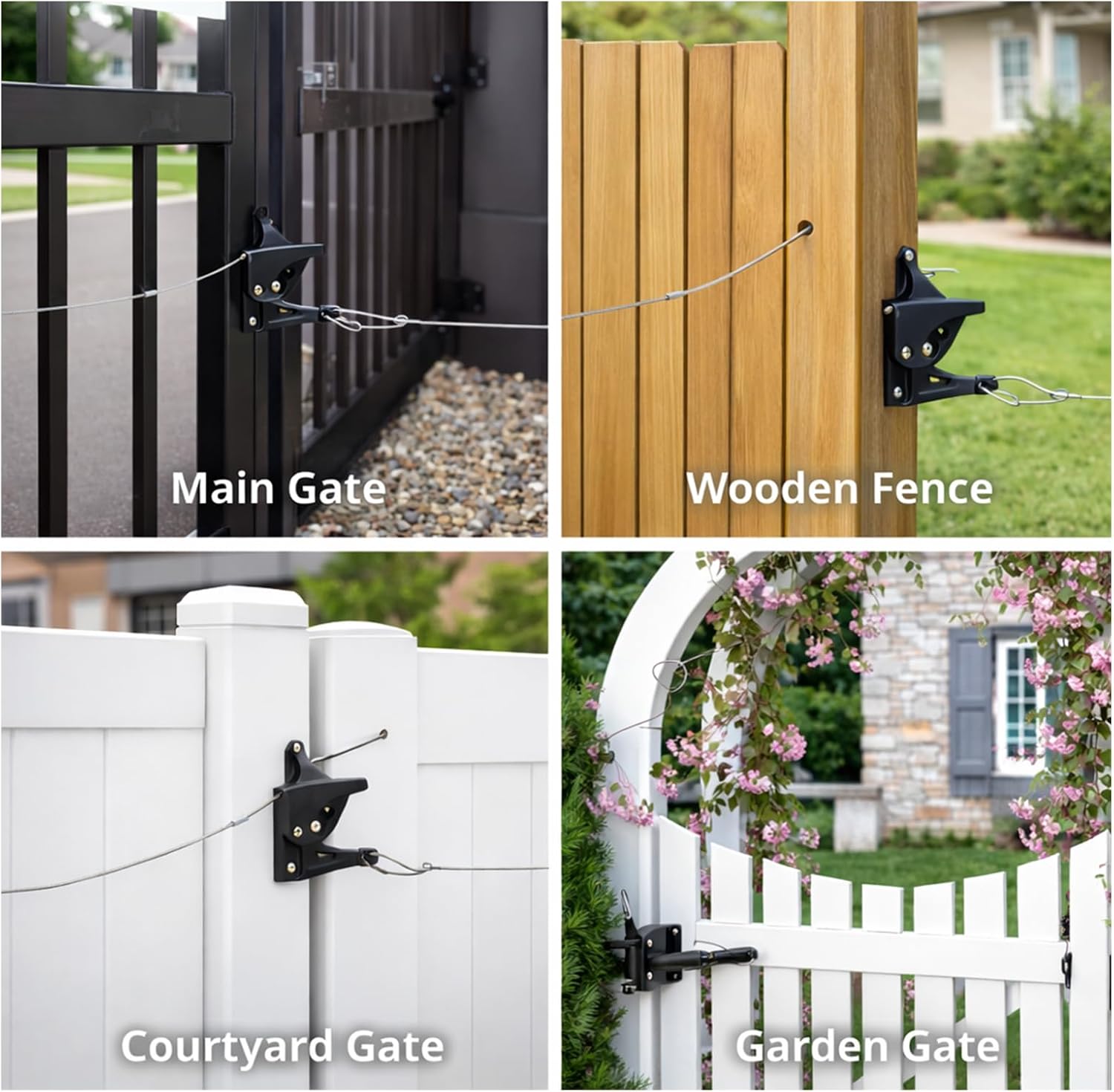 2 Pack Gate Latch Cable Pull, Heavy Duty Stainless Steel Gate Opener Cable, Rust-Proof Fence Latch Release Cord Replacement for Outdoor Wooden Fences, Yard & Garden Gates