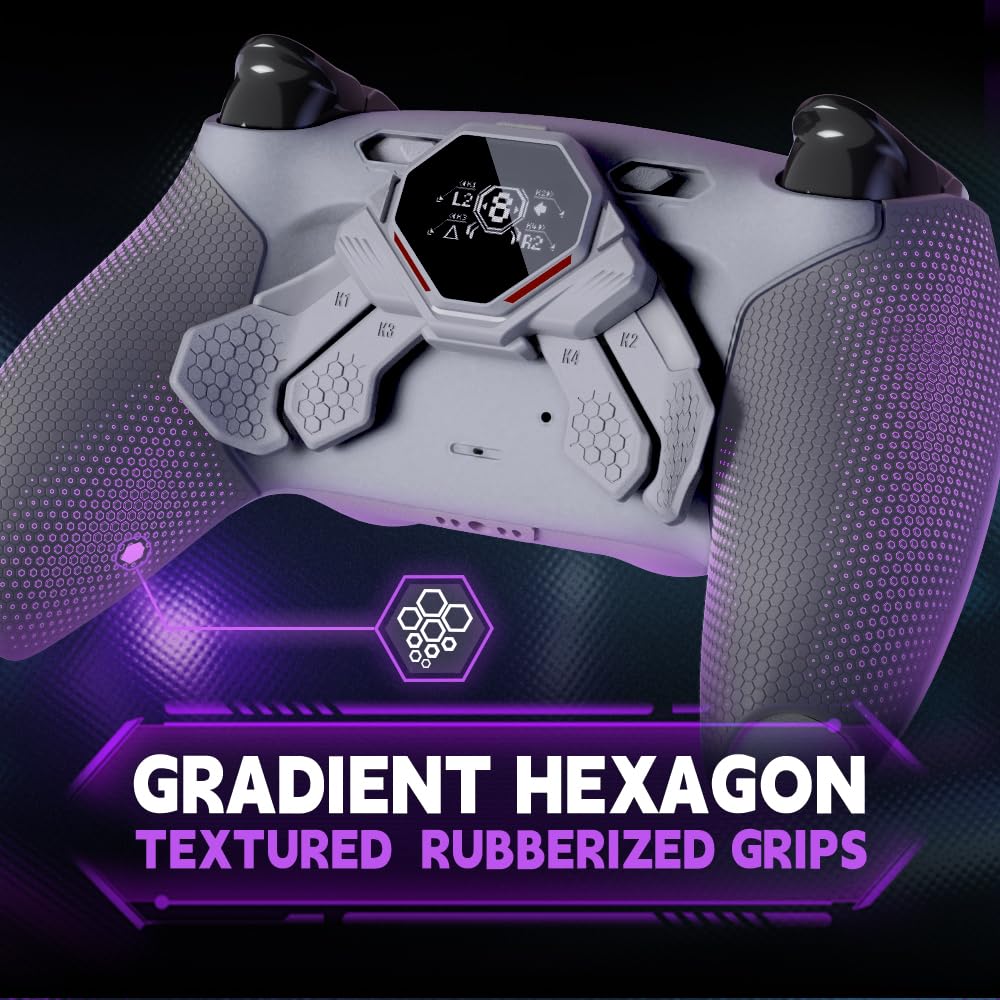 eXtremeRate Spark Remap Kit für ps5 Controller BDM-030/040/050 Modell, Instant Clicky Trigger Modul & 4 Konfigurierbar Back Paddles mit OLED-Display Upgrade Umbau Set für ps5-Grau&Klassik Grau