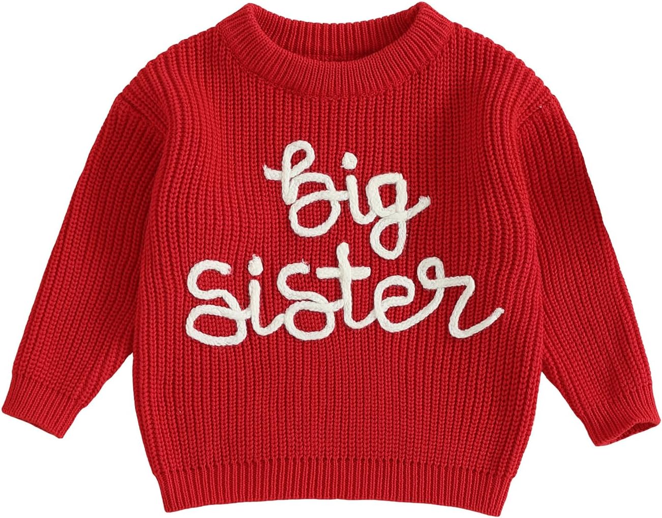 VISGOGO Big Little Sister Matching Sweater Baby Girls Knitted One-Piece Outfits Toddler Brother Sweatshirt Clothes
