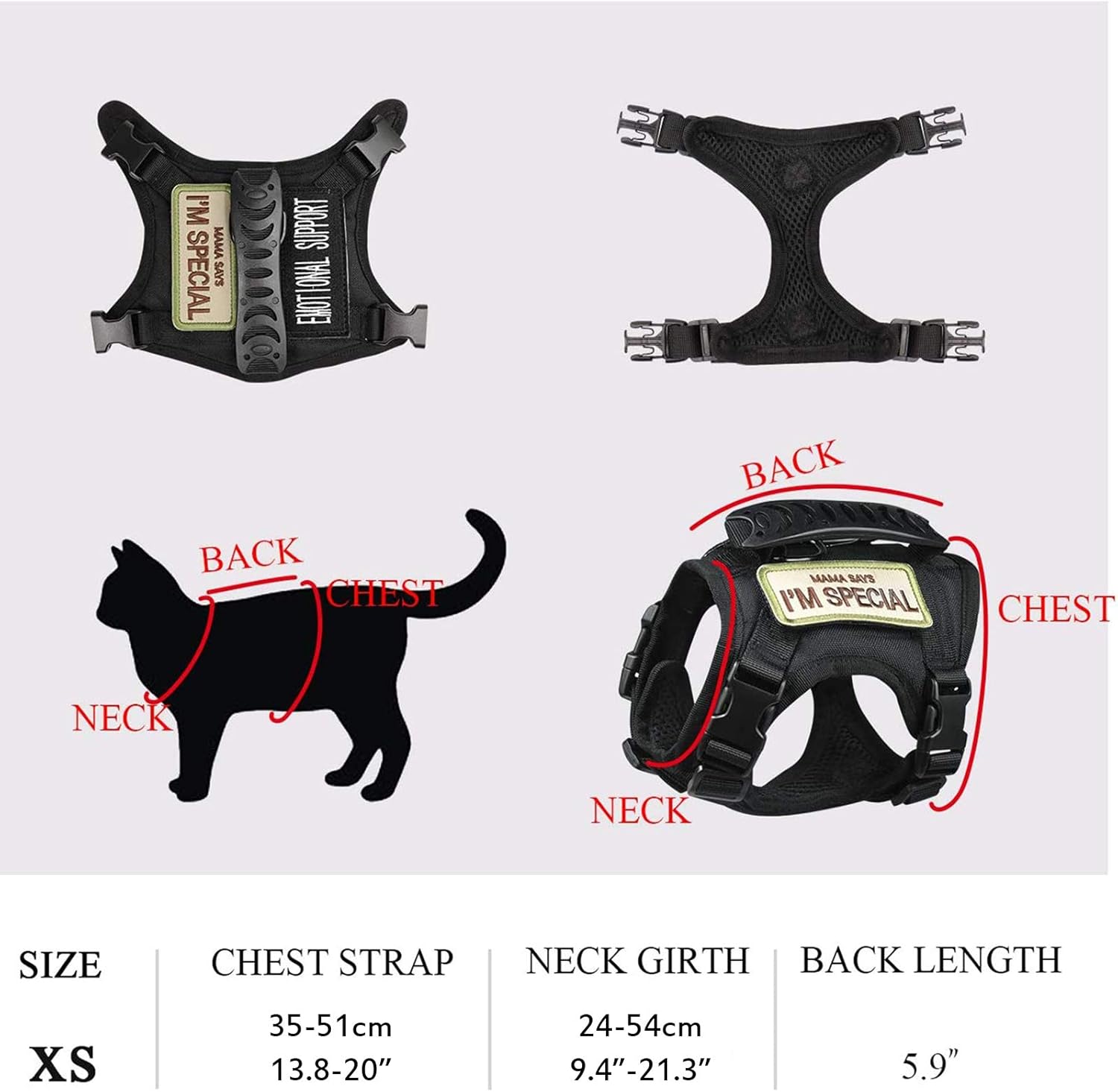 Tactical Cat Harness and Leash for Walking Escape Proof,Tactical Puppy Training Harness Outdoor Working Vest Adjustable Military Vest Dogs Patrol Vest for Large Cat,Small Dog and Rabbit