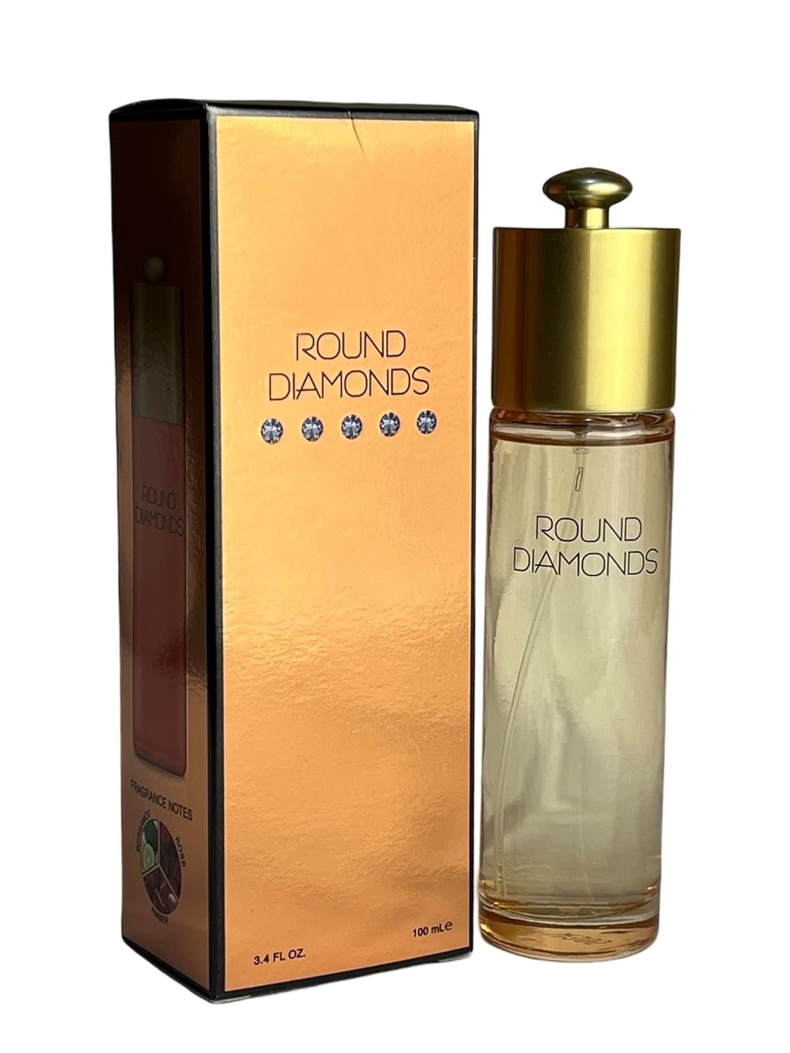 ROUND DIAMONDS Eau de Parfum for Women, 3.4 Fl Oz, Notes: Rose, Amber, Bergamot