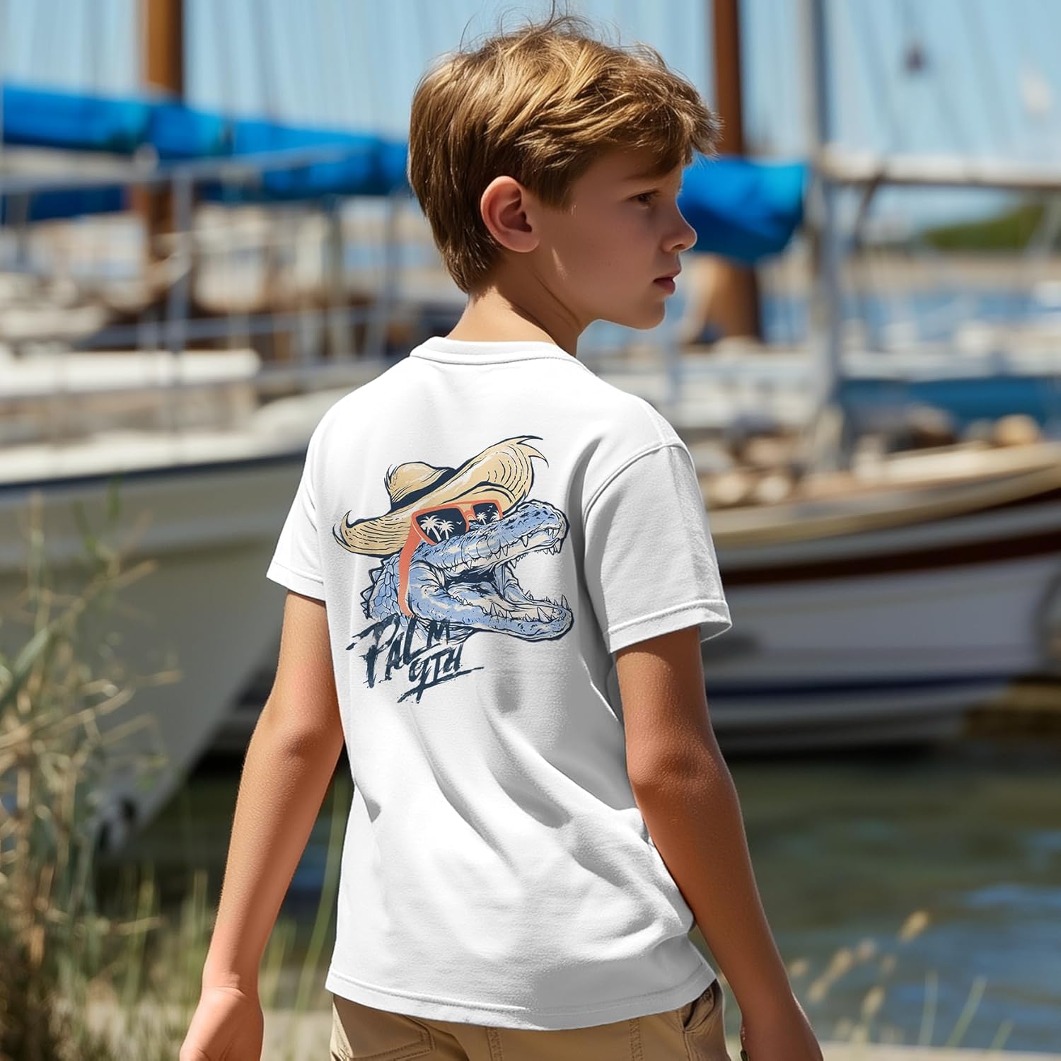 Palmyth Boys Fishing Shirt Short Sleeve UPF 50+ Youth T-Shirt Sun Protection Tee - Image 3