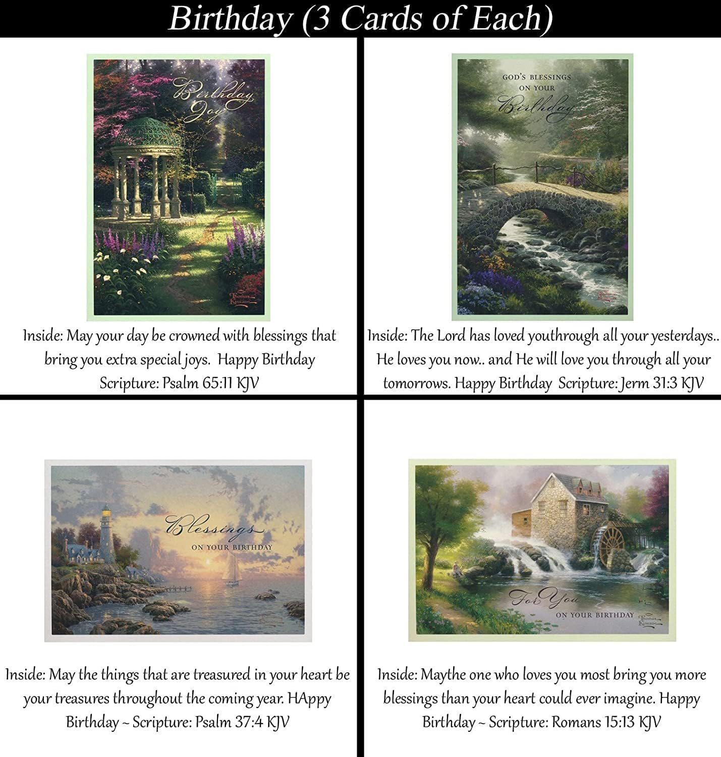 Generic King James 60 ct KJV BIRTHDAY Christian/Religious Greeting Card Set w/KJV Scripture